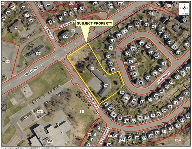 Map of a property with a yellow border around it