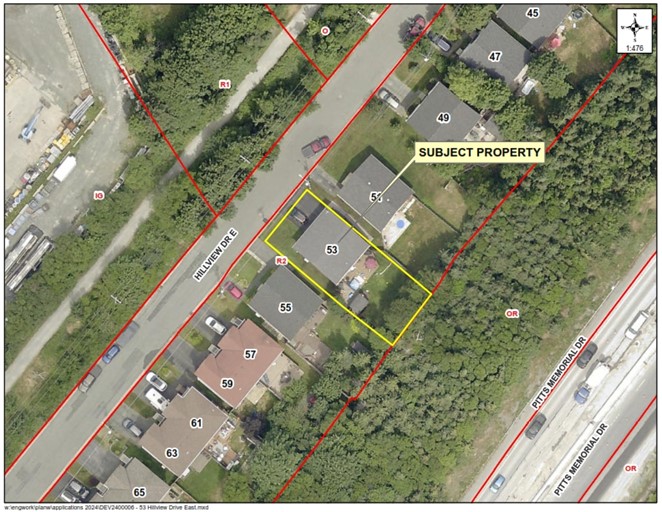 Map of a property with a yellow border around it