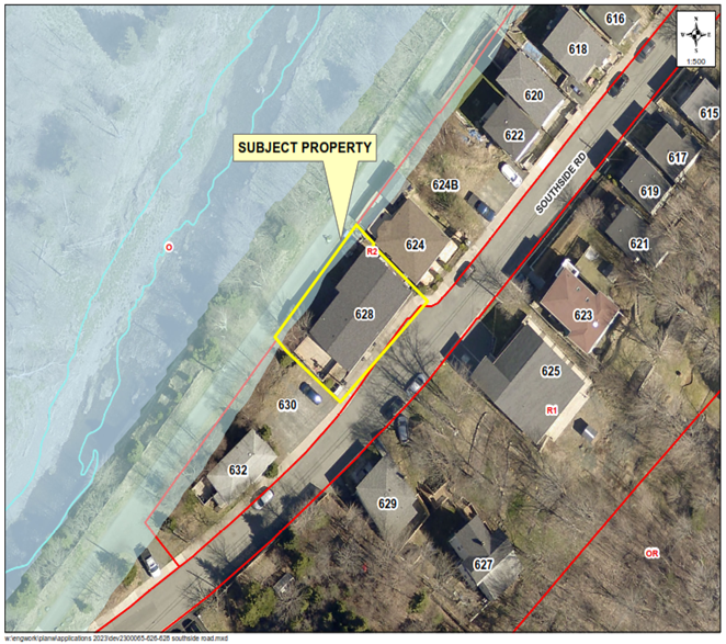 a map of a neighbourhood showing a property outlined in yellow