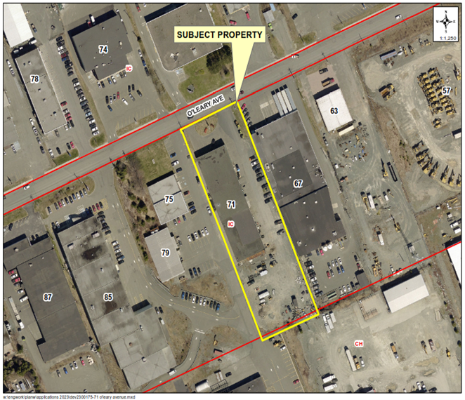 A map of a neighbourhood showing a property outlined in yellow