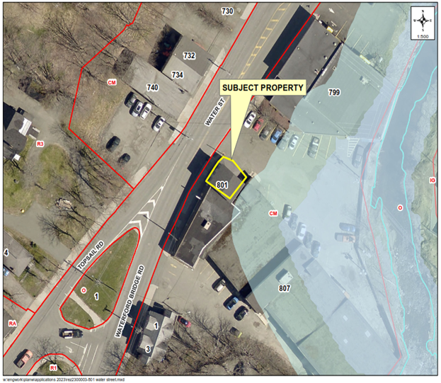 aerial map showing highlighted property in yellow