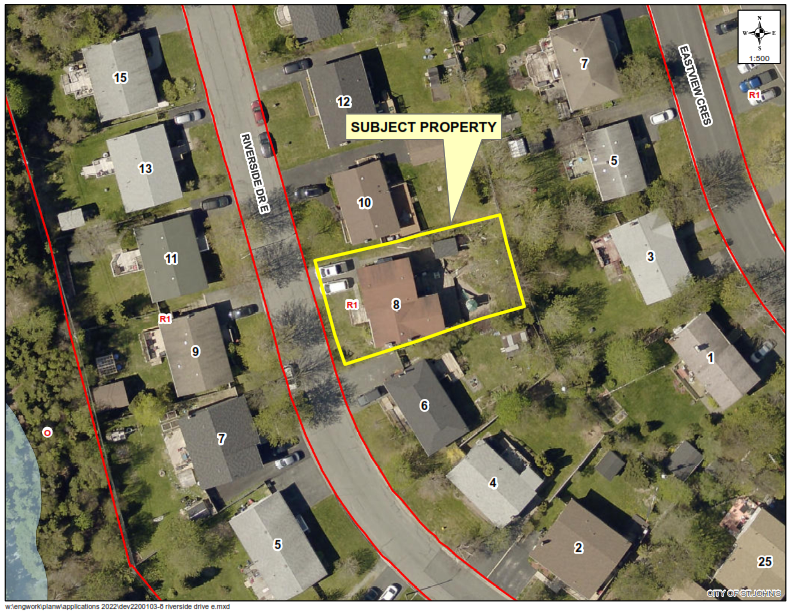 aerial map of neighbourhood highlighting property