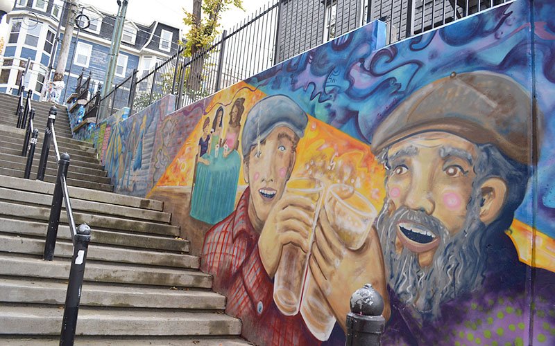 Mural painted on the walls of Scanlon's Lane in downtown St. john's