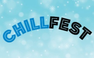 Blue background with illustrated snowflakes and the word ChillFest