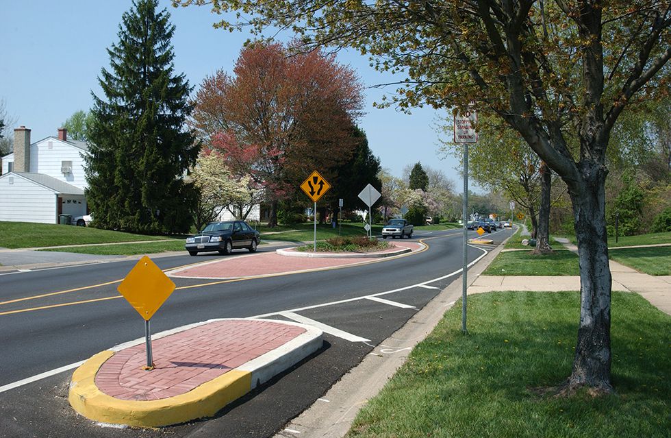 Image of a Chicane traffic calming measure on a residential street