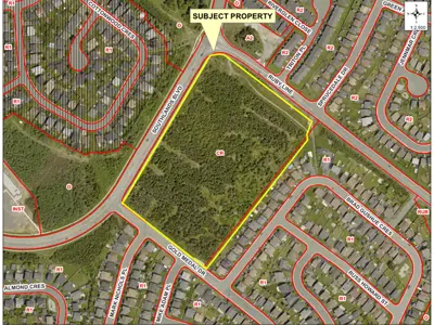 Map of a property with a yellow border around it.