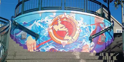 mural on stairway on George Street