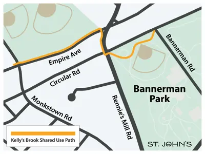 Map of area of Kelly's Brook shared-use path being constructed