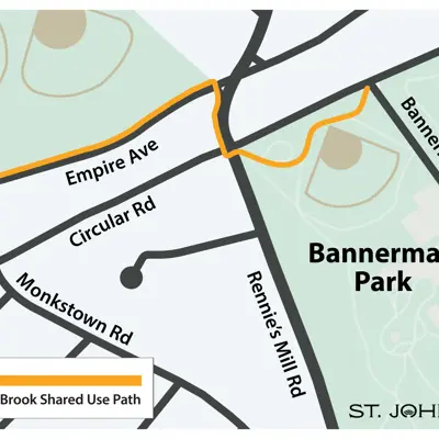 Map of area of Kelly's Brook shared-use path being constructed