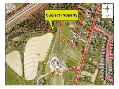 Map of a property with a yellow border around it.