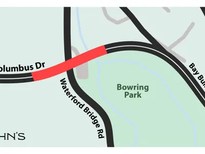 map of Bridge Rehabilitation on Columbus Drive 