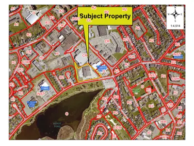 Map of a property with a yellow border around it