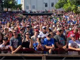 The crowd watching the presentation on George Street.