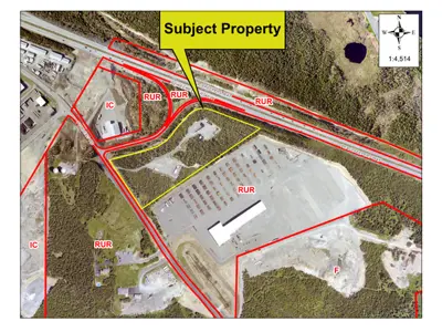 Map of a property with a yellow border around it.