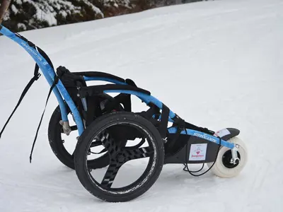 image of all-terrain wheelchair in a snowy space