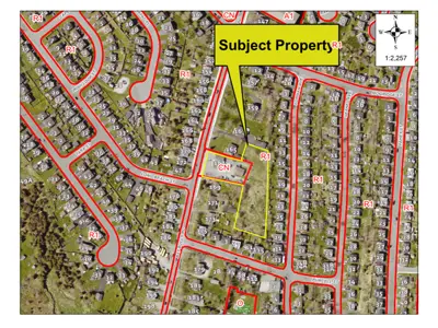 Map of a property with a yellow border around it