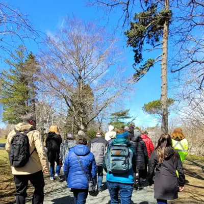 people exploring a trail together