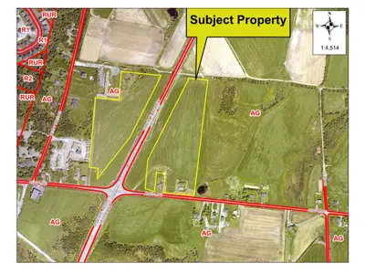 Subject property outlined on a map 