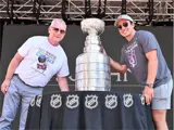 The Mayor and Newhook with the Stanley Cup