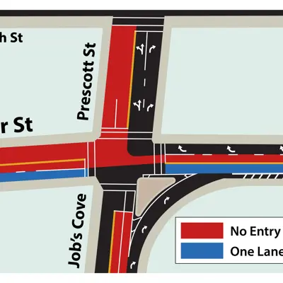 map outlining traffic flow in intersection