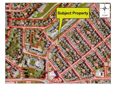 Map of a property with a yellow border around it.