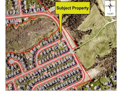 Map of a property with a yellow border around it