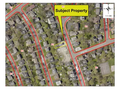 Map of a property with a yellow border around it.