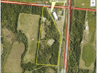 Subject property outlined on a map 