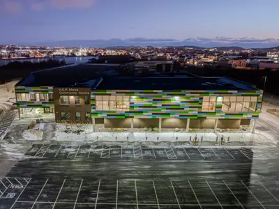 an aerial image of the new H.G.R. Mews Community Centre