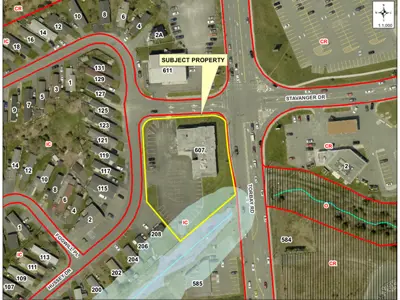 Map of  a property with a yellow border around it