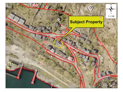 Map of a property with a yellow border around it.