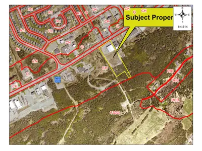 Map of a property with a yellow border around it.
