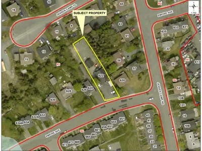 Subject property outlined on a map 