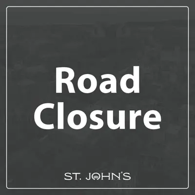 text "road closure" on a dark grey background with the City logo
