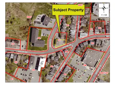 Subject property outlined on a map 