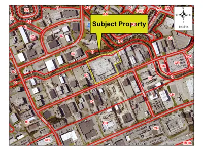 Subject property outlined on a map 