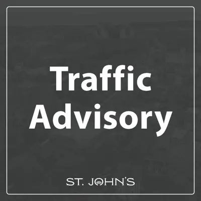 text "traffic advisory" on a dark grey background