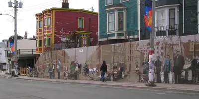 an image of the History of the Port of St. John's mural on Duckworth Street