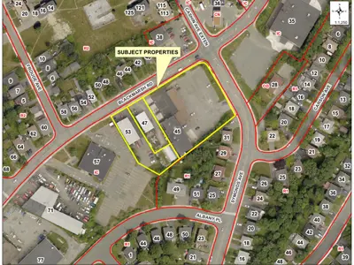Subject property outlined on a map 