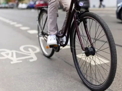 a bike travelling on a bike lane