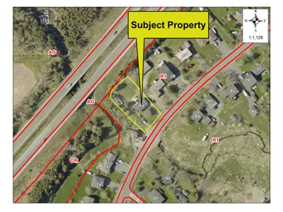 Map of a property with a yellow border around it.